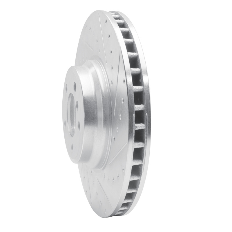 BMW ALPINA B7 Brake Rotor (1) - Front Right - R1 Concepts - Drilled & Slotted - Silver - `07-`08
